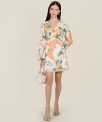 Jeannolin Ruched Cutout Dress in Peachy Darling Ladies Clothes Online