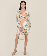 Jeannolin Ruched Cutout Dress in Peachy Darling Casual Women's Wear
