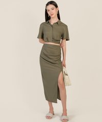 Lyon Button Shirt in Moss Female Fashion Online