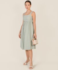 Rivulet Tie Back Tent Midi Dress in Sage Online Clothes Singapore Shopping