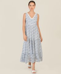 Swansea Floral Crochet Trim Maxi in Blue Online Dress Singapore