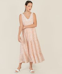 Swansea Floral Crochet Trim Maxi Dress in Cantaloupe Women's Clothing Online