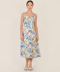 Vallea Floral Abstract Cowl Neck Midaxi Dress in Bluebell Women's Clothing Onlin