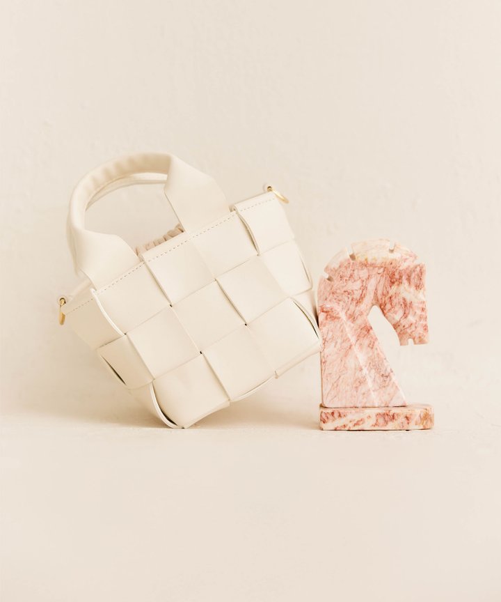 Biennial Lattice Woven Bucket Bag - Ivory