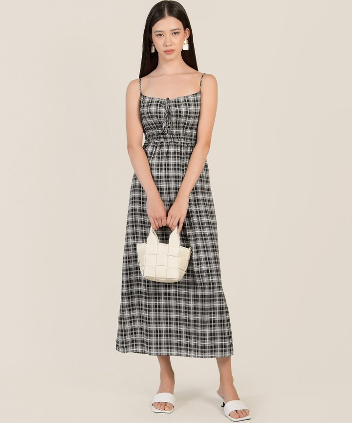 Bonne Checkered Maxi Dress - Black