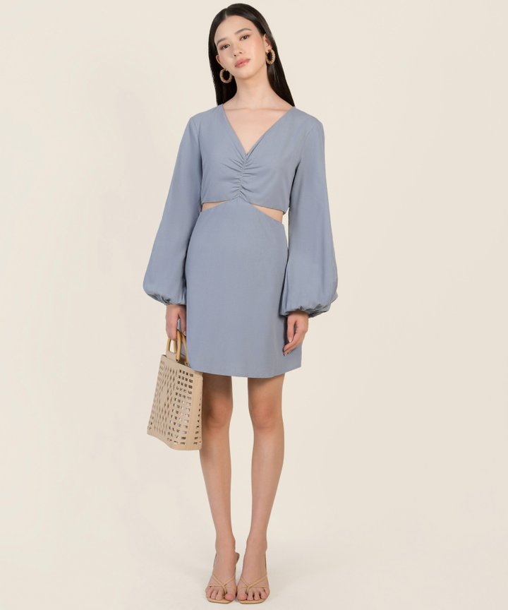 Jeannolin Ruched Cutout Dress - Blue Florentine