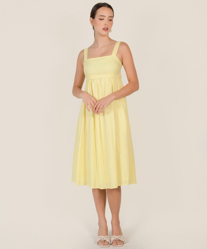 Rivulet Tie Back Tent Midi Dress - Lemon