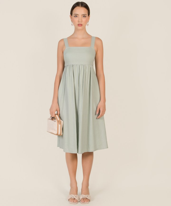 Rivulet Tie Back Tent Midi Dress - Sage