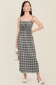 Bonne Checkered Maxi Dress in Black Women's Clothing Online