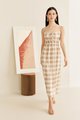 Bonne Checkered Maxi Dress in Honey Beige Women's Clothing Online