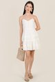 Charlie Button Linen Mini in White Online Dresses Singapore