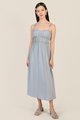 Danielle Ruched Midi in Sky Blue Women's Clothing Online