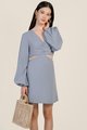 Jeannolin Ruched Cutout Dress in Blue Florentine Blogshop Singapore Online
