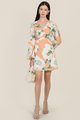 Jeannolin Ruched Cutout Dress in Peachy Darling Ladies Clothes Online