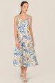 Vallea Floral Abstract Cowl Neck Midaxi Dress in Bluebell Women's Apparel Online