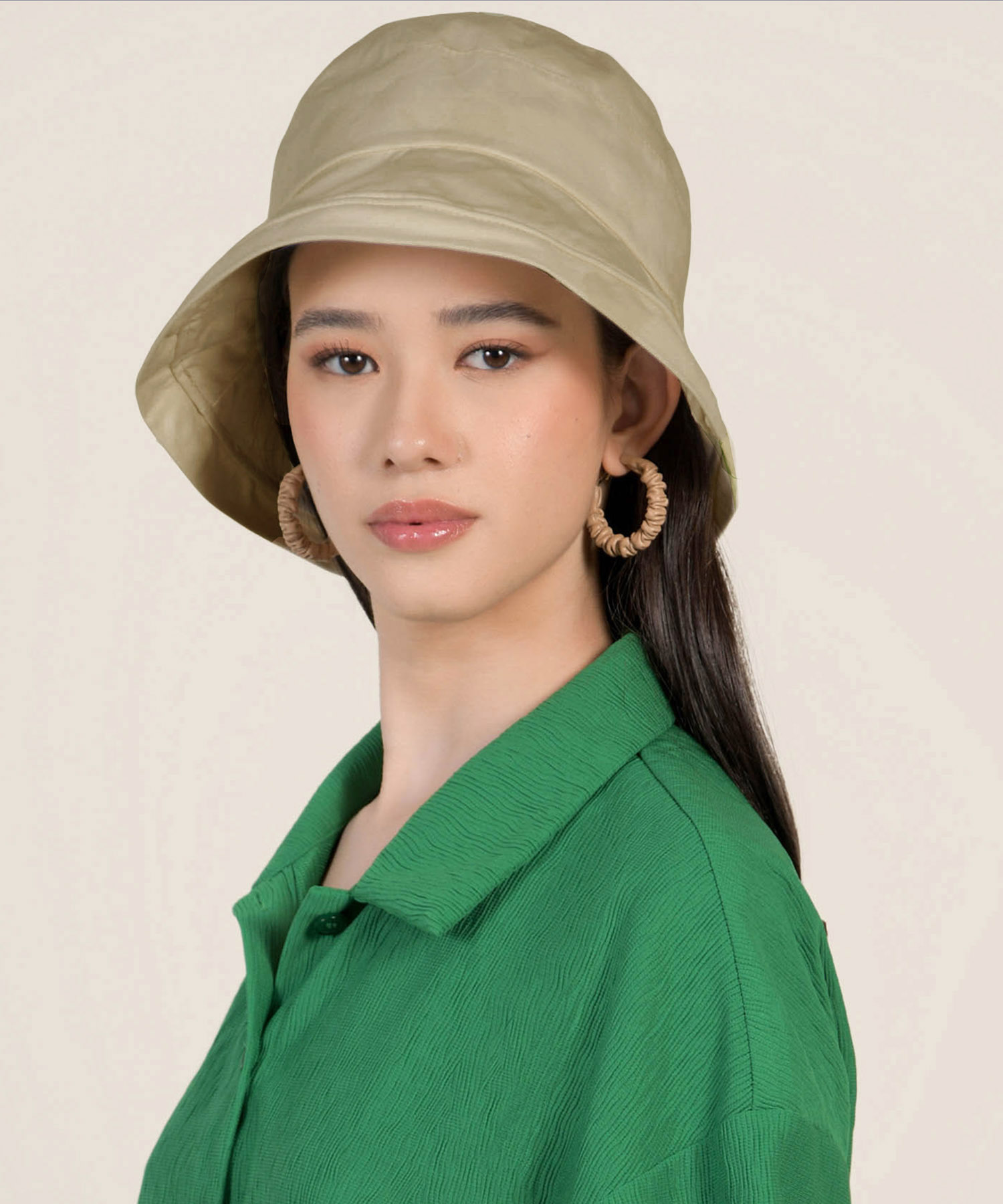 Ablo Bucket Hat in Khaki Online Fashion Accessories