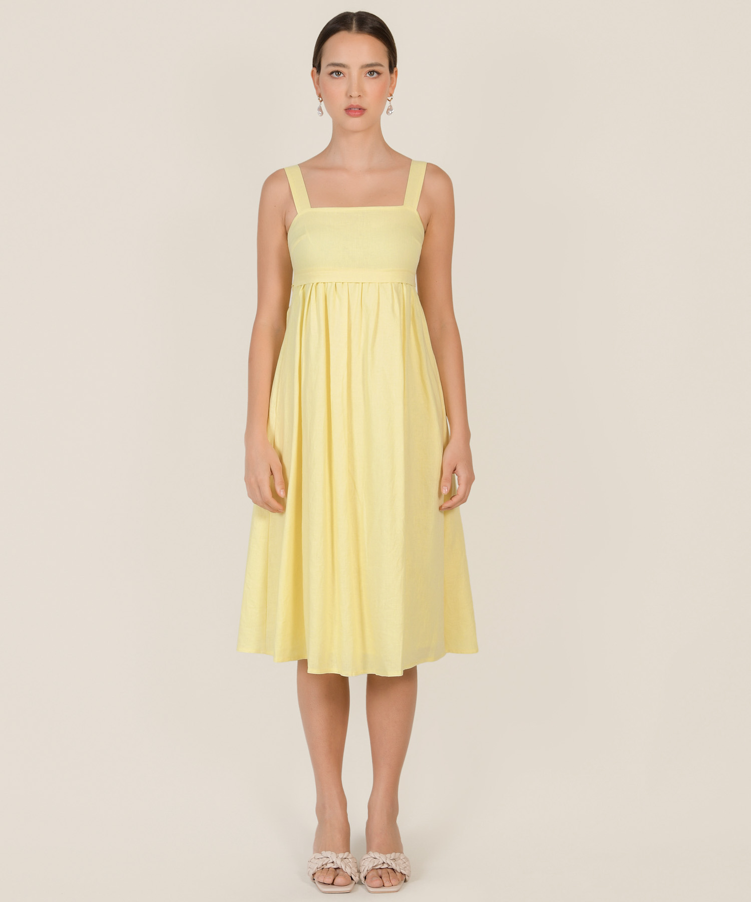 Rivulet Tie Back Tent Midi Dress in Yellow Women's Clothing Online