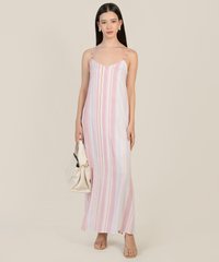 Alicante Striped Slip Dress in Crepe Pink Women's Apparel Online