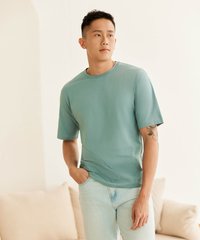 Ando Cotton T-Shirt in Steel Blue Men's Clothing Online