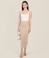 Prinsep Knit Button Down Skirt in Sand Womens Clothes Singapore