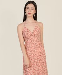 Kenza Floral Cutout Maxi Dress in Red Frangipani Female Fashion Online