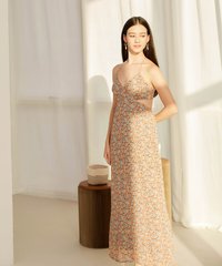 Kenza Floral Cutout Maxi Dress in Yellow Frangipani Online Women's Fashion