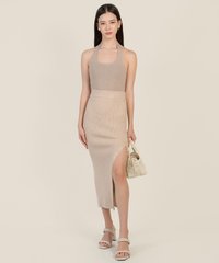 Kira Halter Knit Top in Light Fawn Best Online Clothing Stores Singapore