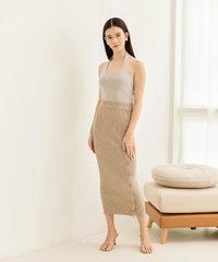 Kira Halter Knit Top in Pebble Fashion Blog Shop Singapore