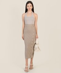 Kira Halter Knit Top in Pebble Fashion Blog Shop Singapore