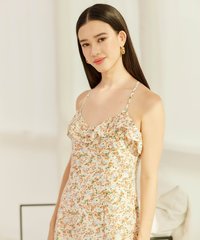 Luna Floral Ruffle Midi in Cream Online Dresses Singapore
