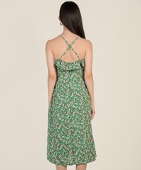 Luna Floral Ruffle Midi in Kelly Green Best Online Clothing Stores Singapore