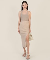 Prinsep Knit Button Down Skirt in Sand Female Fashion Online