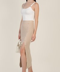 Prinsep Knit Button Down Skirt in Sand Women's Tops Online