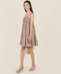 Tallinn Gathered Mini Dress in Mauve Best Online Clothing Stores Singapore