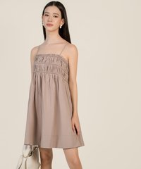 Tallinn Gathered Mini Dress in Mauve Fashion Blog Shop Singapore