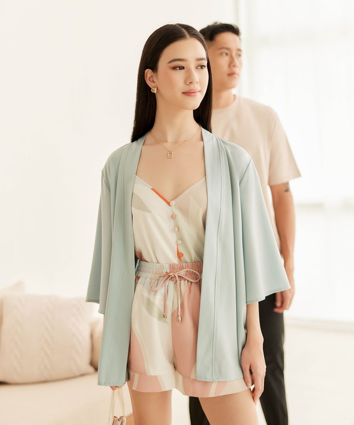 Rhapsody Abstract Kimono - Sky Blue