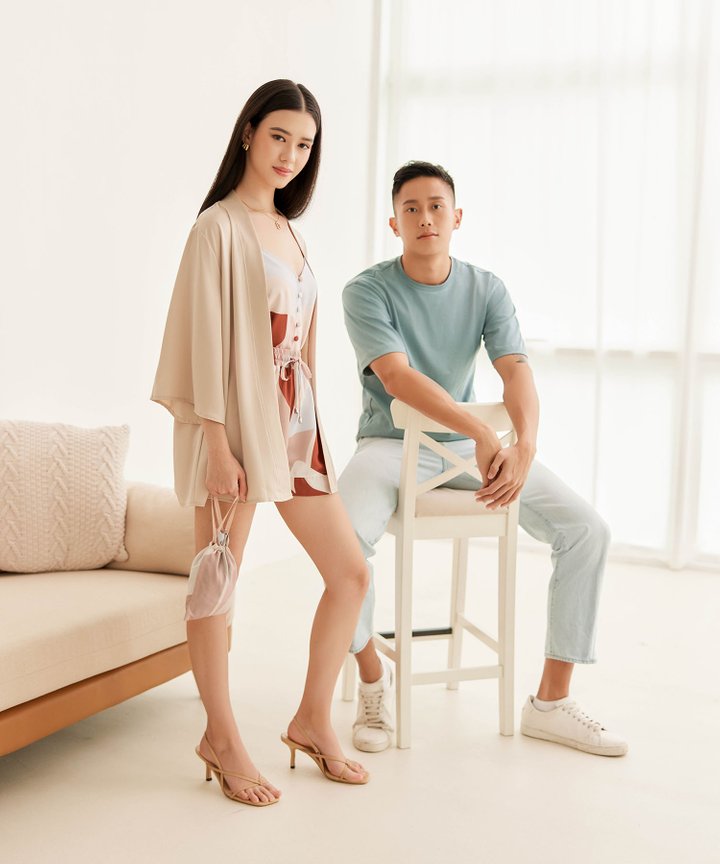 Rhapsody Abstract Kimono - Stone