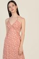 Kenza Floral Cutout Maxi Dress in Red Frangipani Online Women's Fashion