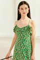 Luna Floral Ruffle Midi in Kelly Green Women's Dresses Online