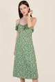 Luna Floral Ruffle Midi in Kelly Green Casual Women's Wear