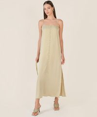 Alyaa Button Down Sundress in Flax Online Clothes Singapore Shopping