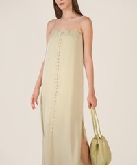 Alyaa Button Down Sundress in Flax Fashion Blog Shop Singapore