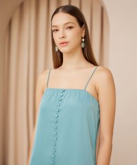 Alyaa Button Down Sundress in Freshwater Blue Online Clothes Singapore Shopping