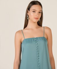 Alyaa Button Down Sundress in Freshwater Blue Women's Apparel Online
