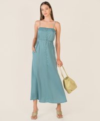 Alyaa Button Down Sundress in Freshwater Blue Best Online Clothing Stores Singap