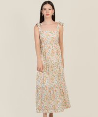 Lyon Floral Tiered Maxi in Cream Online Dresses Singapore