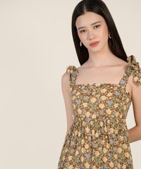 Lyon Floral Tiered Maxi in Walnut Online Dress Singapore