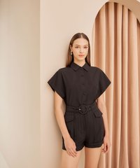 Marten Belted Striped Shorts in Black Fashion Blog Shop Singapore