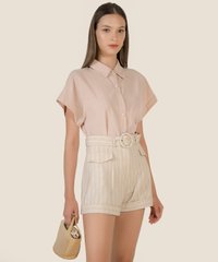 Marten Belted Striped Shorts in Bone Best Online Clothing Stores Singapore