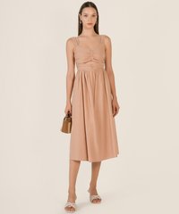 Venetia Gathered Cut Out Midi Dress in Desert Rose Women's Clothing Online